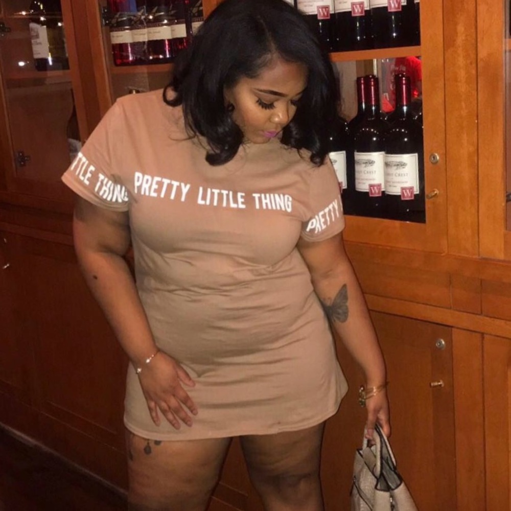 PrettyLittleThing Tan T-shirt dress
